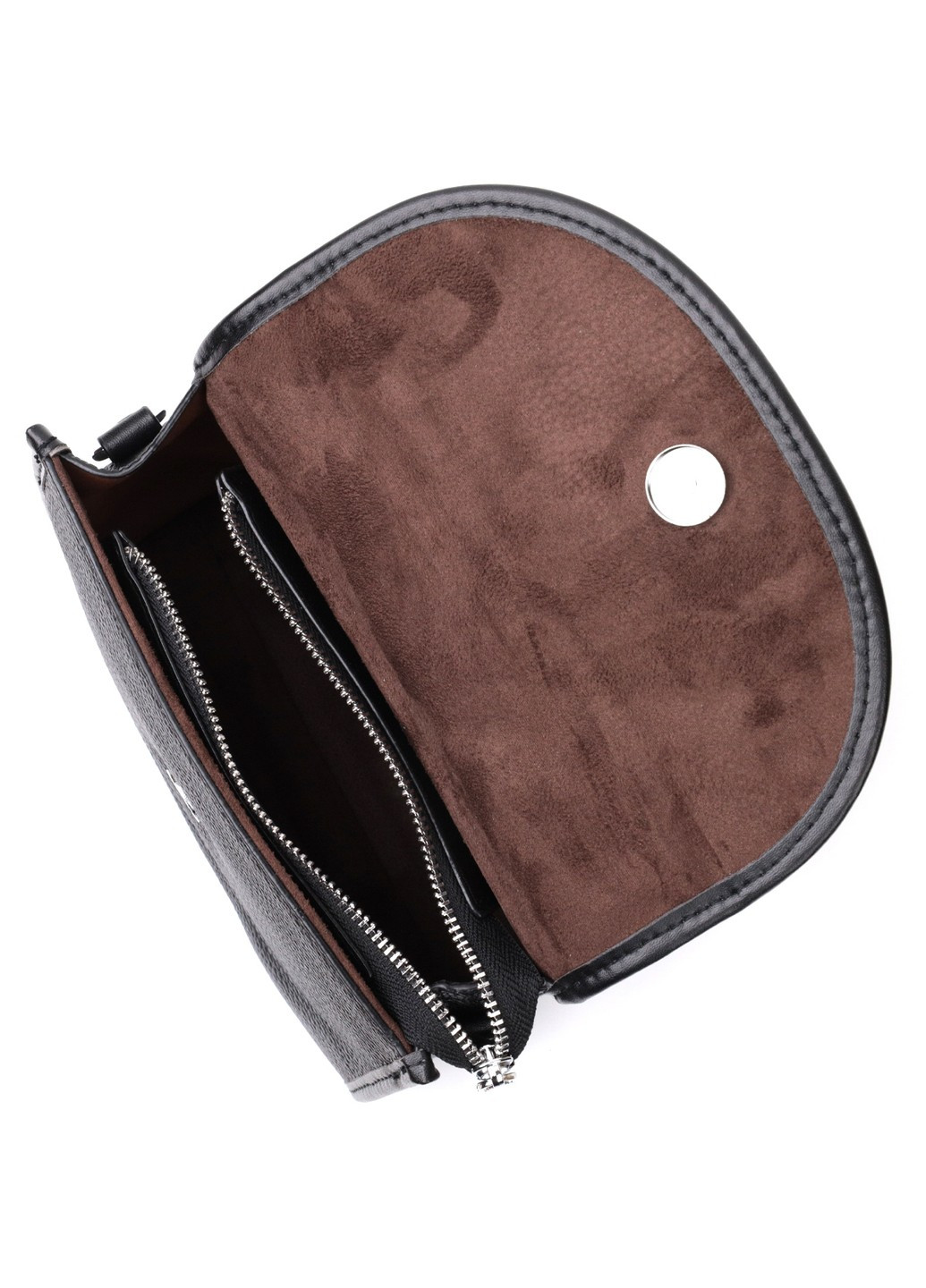 Стильна жіноча шкіряна сумка із напівкруглим клапаном 22259 Чорна Vintage (276457558)