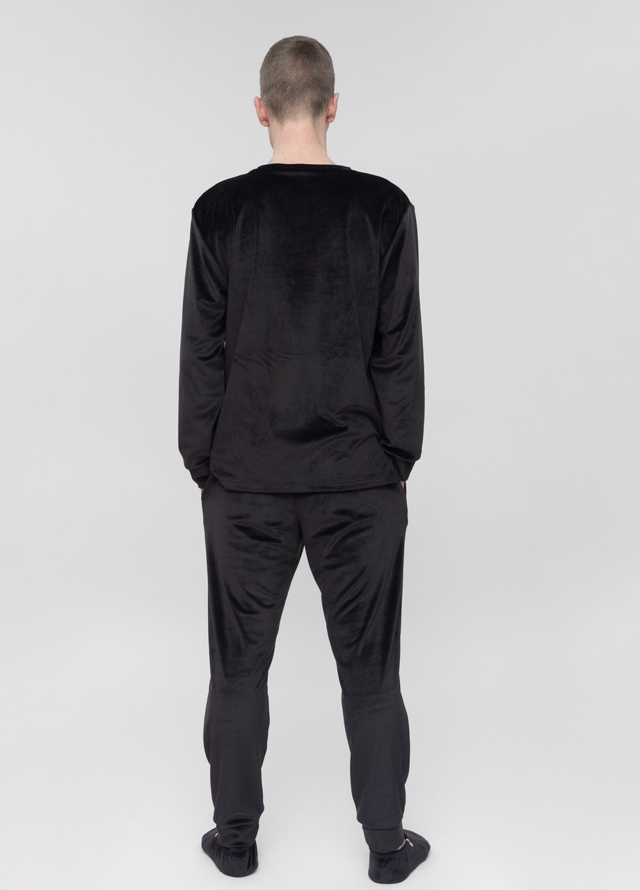 Костюм чоловічий домашній велюровий кофта зі штанами Чорний Maybel (257062716)