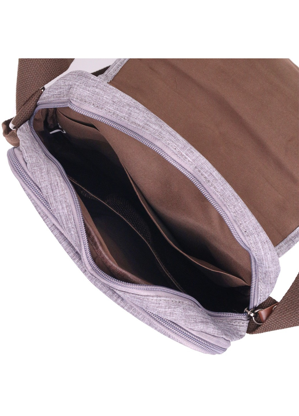Чоловіча сумка через плече з текстилю 21263 Сіра Vintage (258286238)