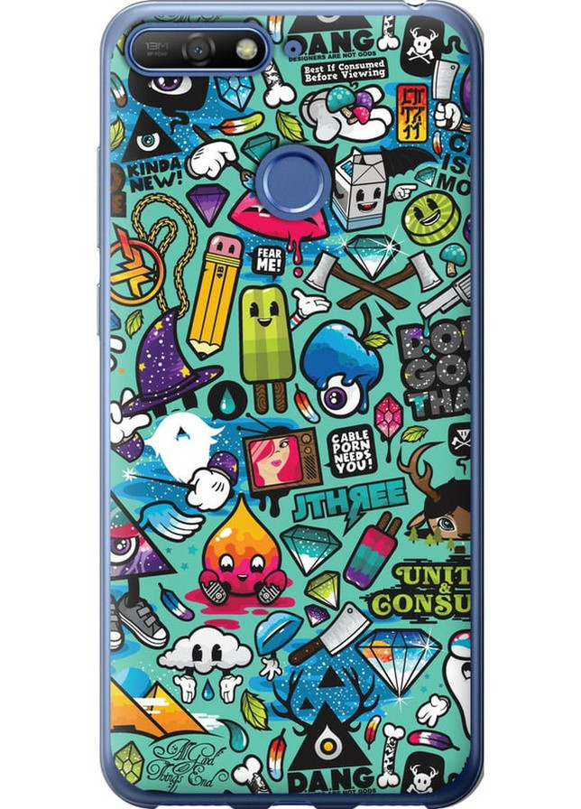 2D пластиковий чохол 'Стікер бомбінг 1' для Endorphone Huawei Honor 7C (257905701)