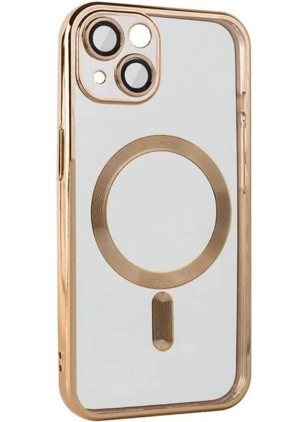 TPU хромовый чехол Chrome with Magnetic + защита камеры для Apple iPhone 15 (6.1") Gold No Brand (278643216)
