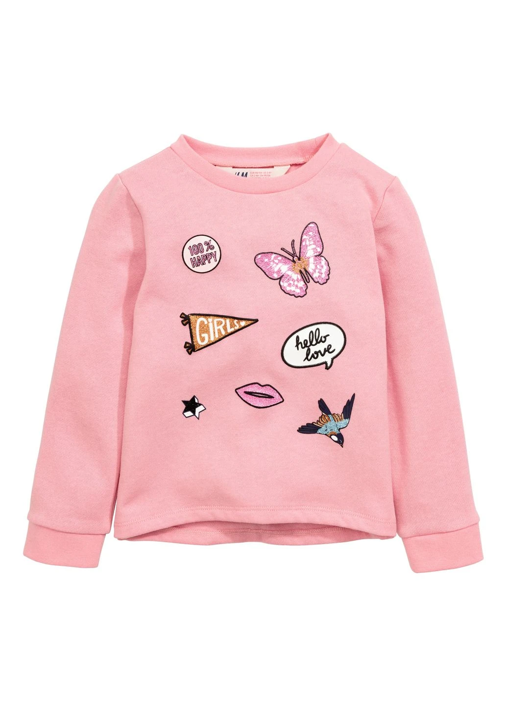 H&M свитшот демисезон,розовый с принтом, розовый