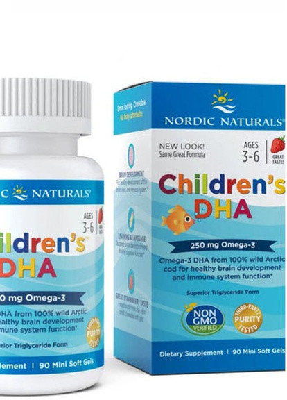 Children's DHA 250 mg 90 Soft Gels Nordic Naturals (256719703)