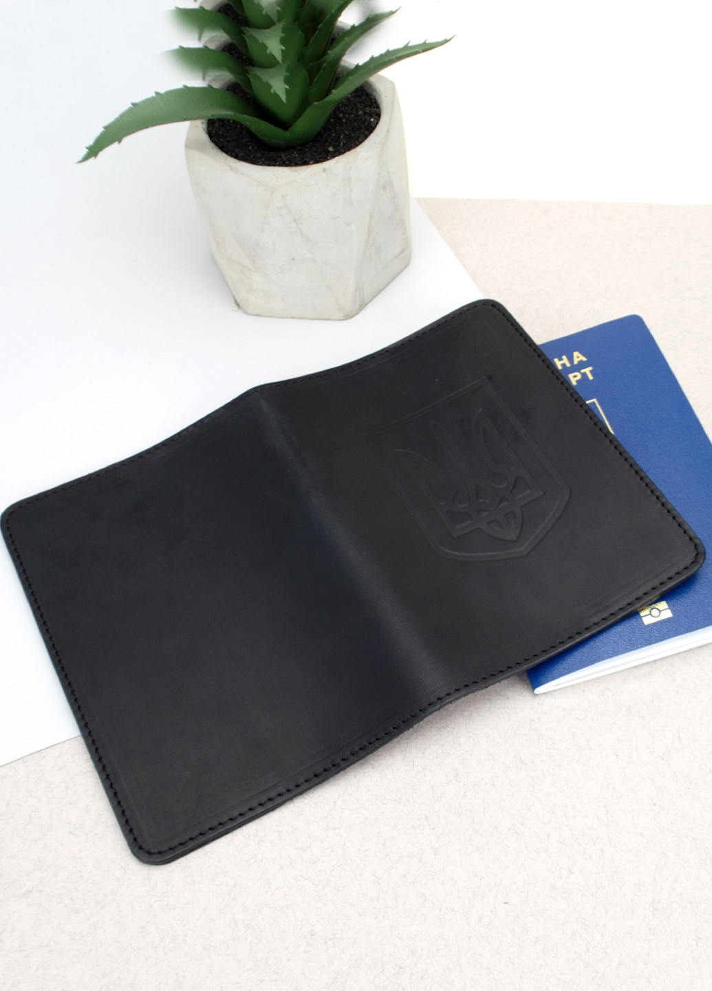Подарунковий чоловічий набір №76: портмоне + ремінь + обкладинка на паспорт + брелок (чорний матовий) HandyCover (264032107)