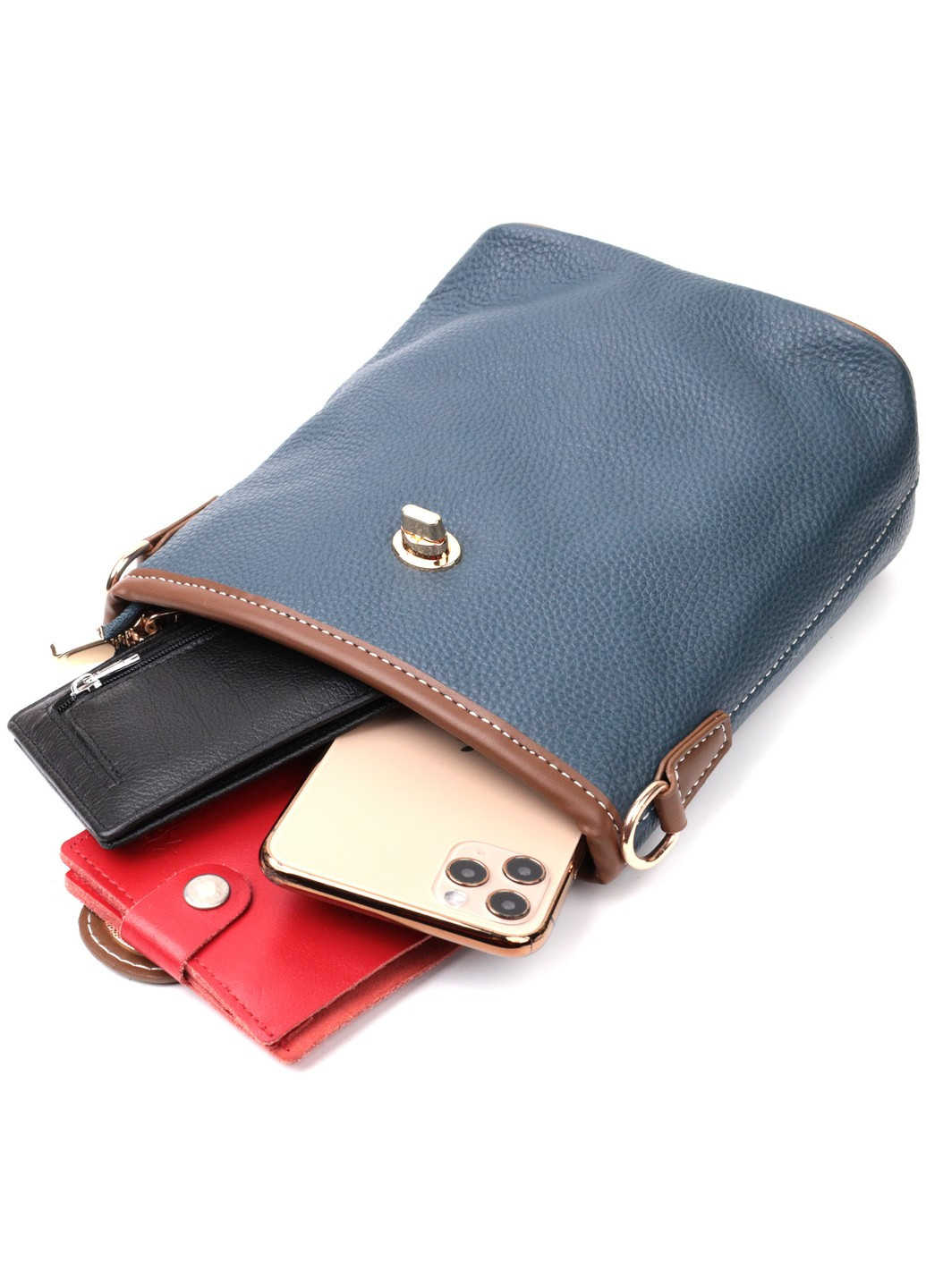 Симпатичная сумка для женщин на каждый день из натуральной кожи 22346 Синяя Vintage (276461788)