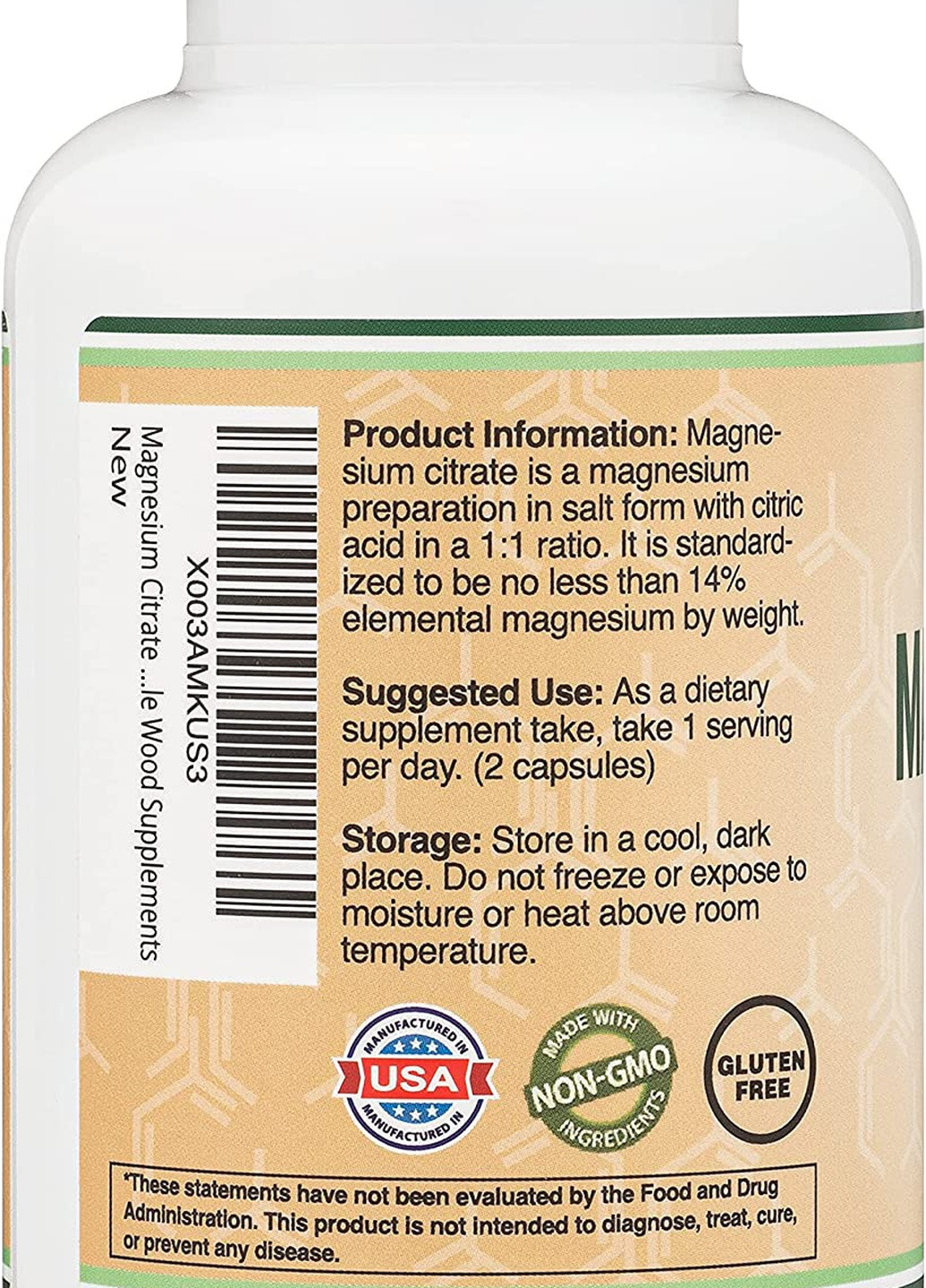 Цитрат магния Double Wood Magnesium Citrate 800 mg 180 capsules Double Wood Supplements (259752961)
