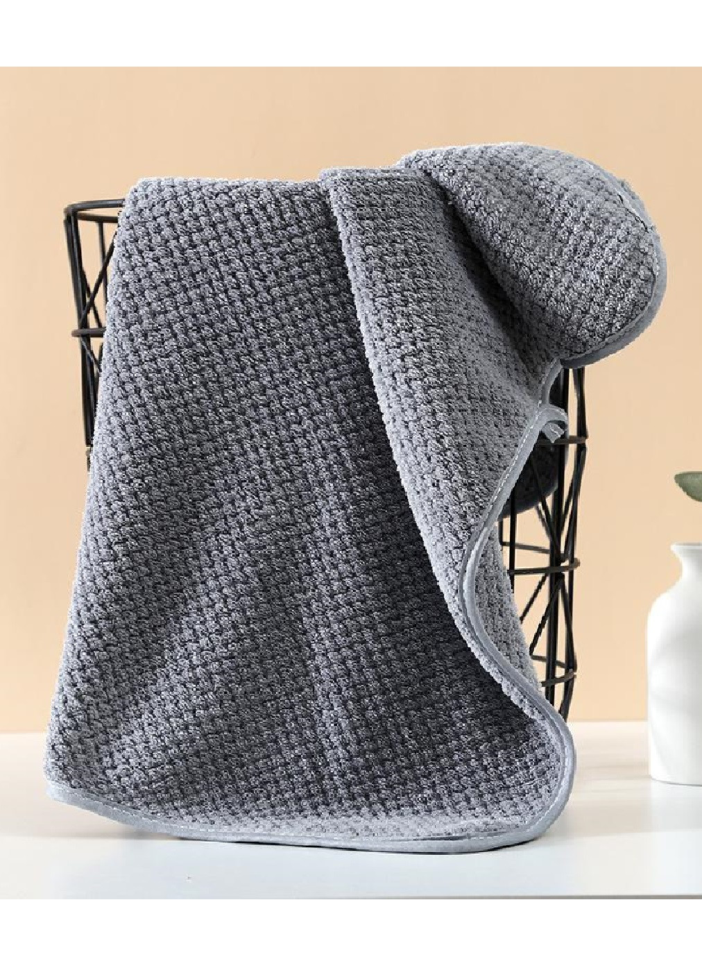 Рушник для обличчя мікрофібра мікрофліс велюр швидковисихаючий вологопоглинаючий 100х50 см (476121-Prob) Бамбук сірий Unbranded однотонний сірий