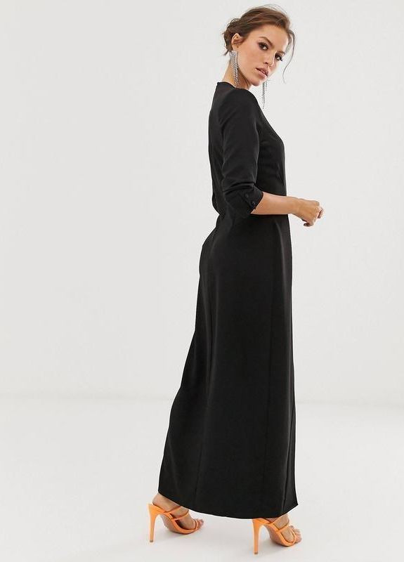 Черное праздничный, коктейльное, вечернее платье пиджак макси из крепа design Asos