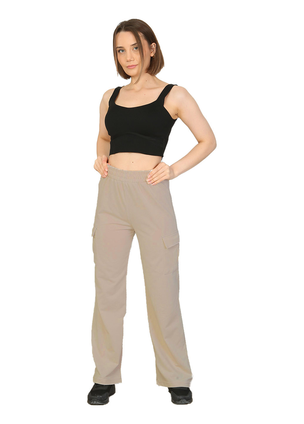 Спортивні штани жіночі карго трикотажні Pogi (259634731)