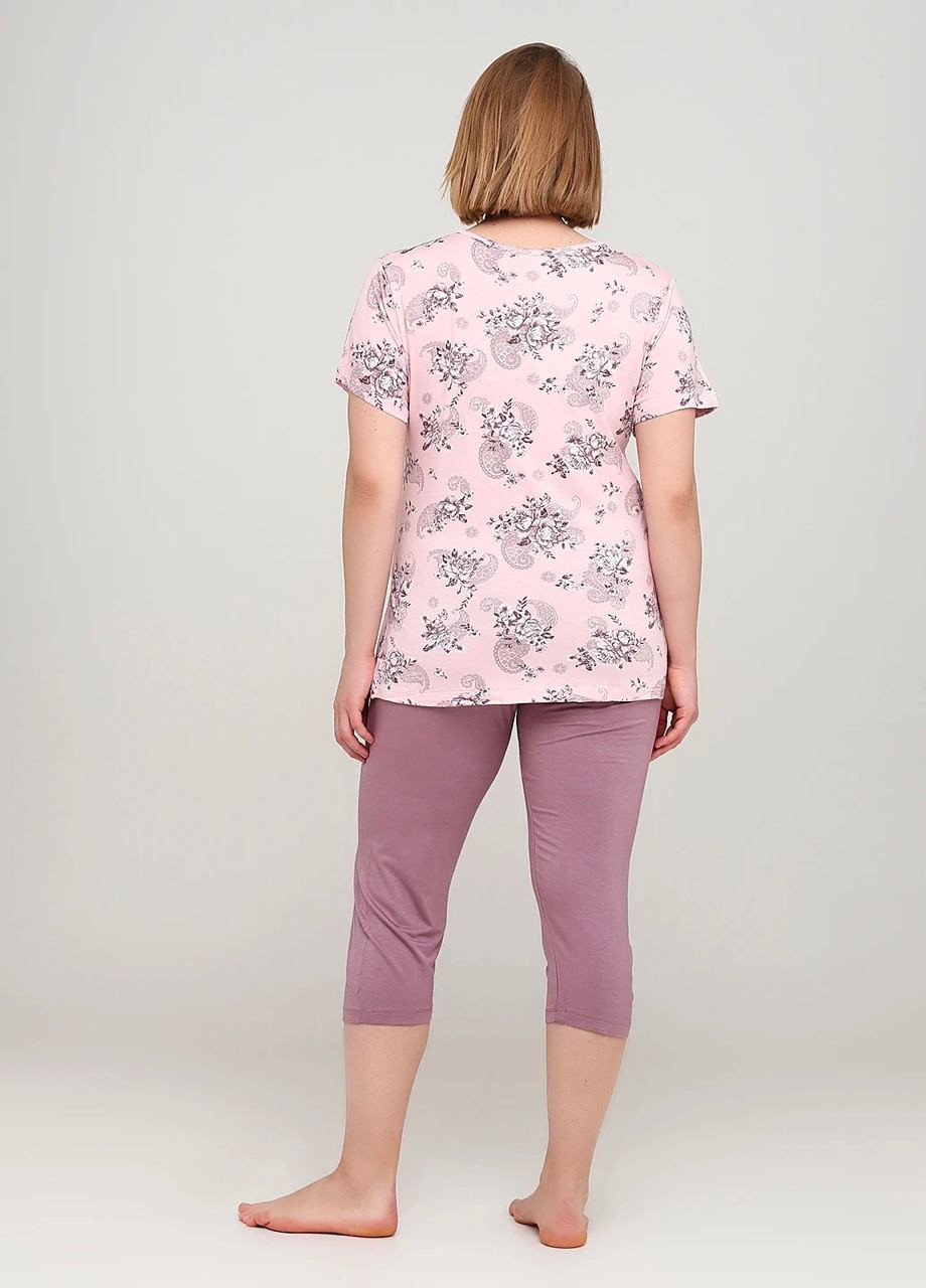 Розово-лиловая всесезон піжама (футболка, бриджі) футболка + капри Cotpark