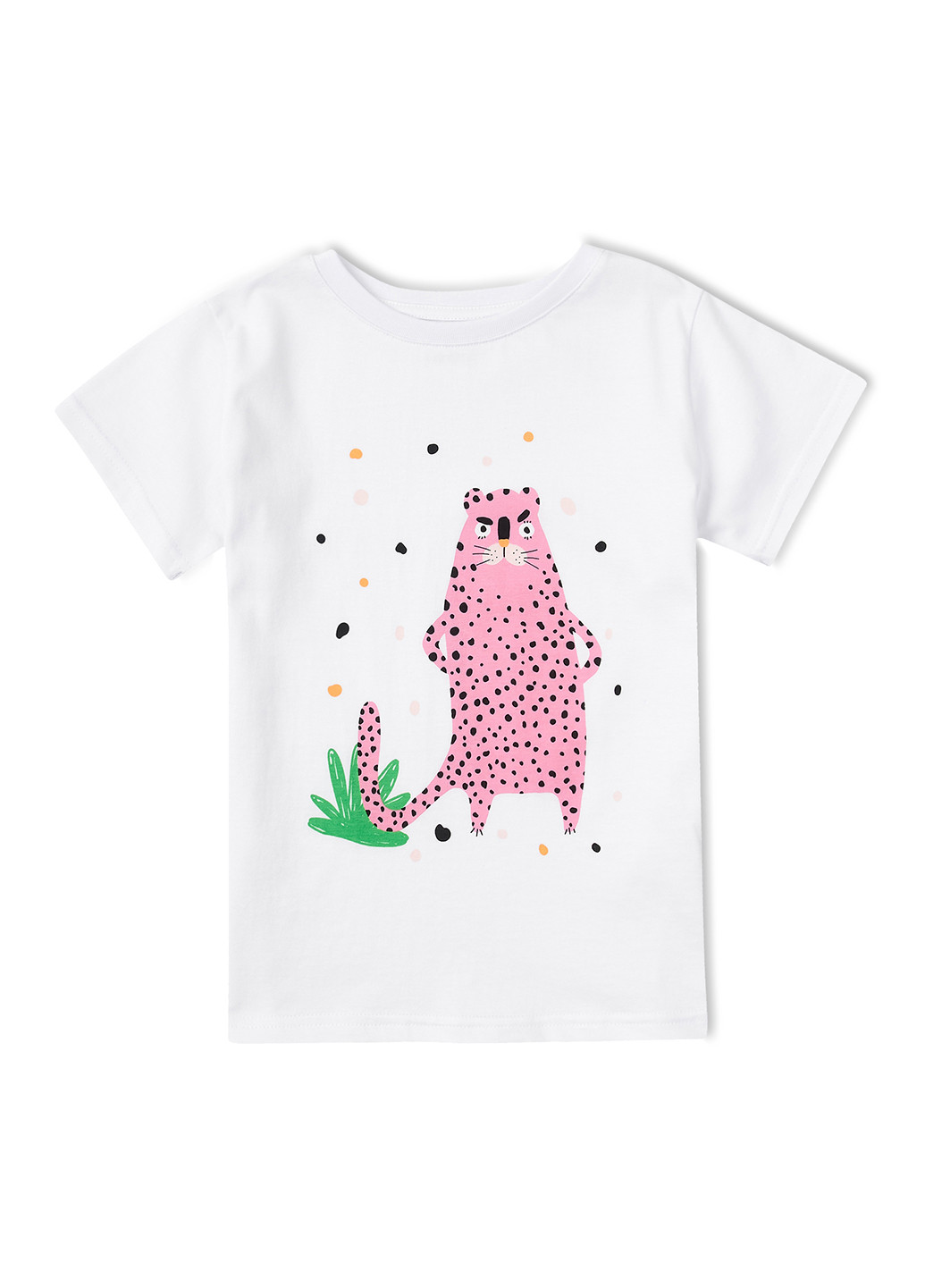 Белая летняя футболка белая "леопард" KRAKO