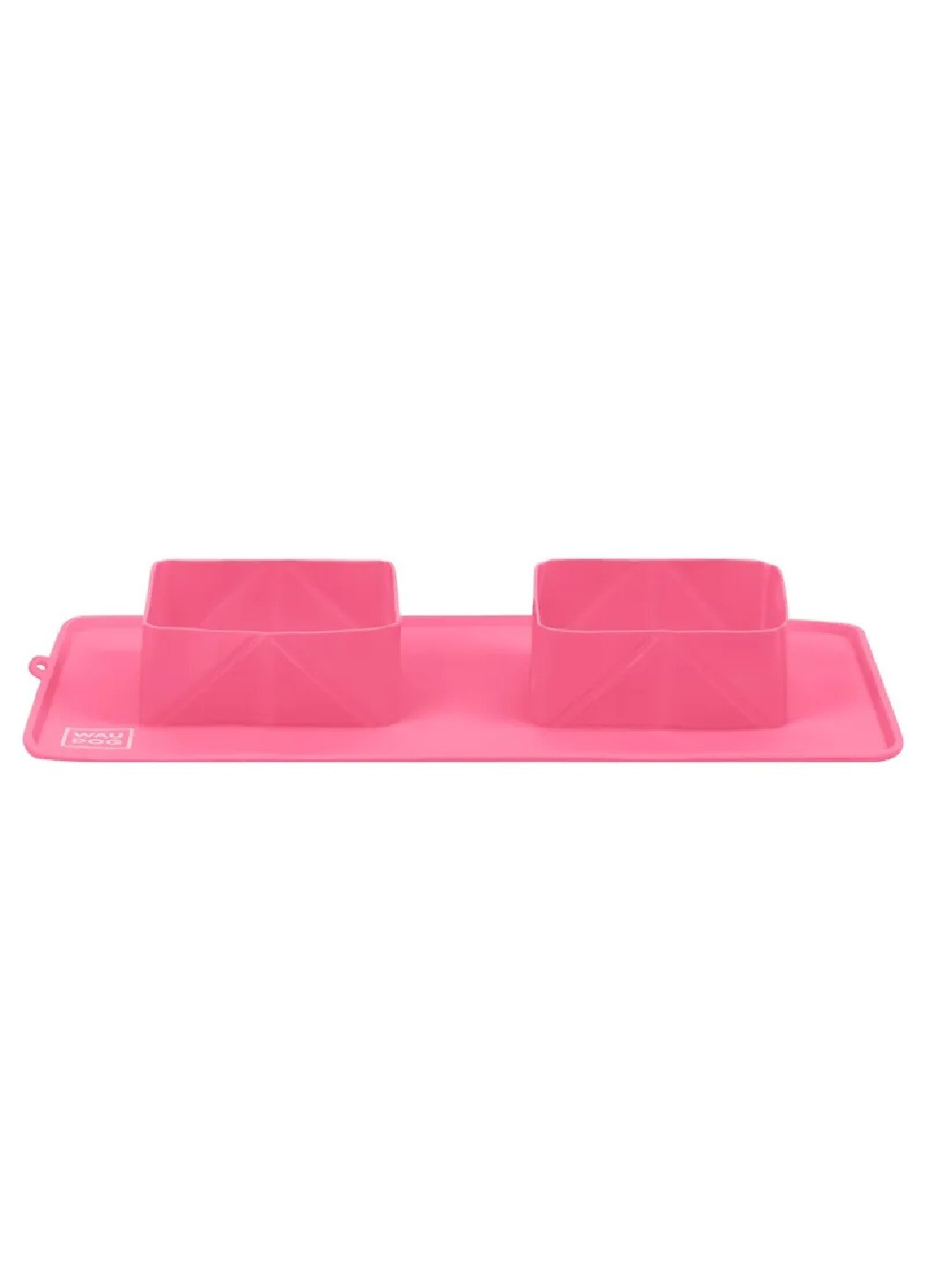 Складной силиконовый коврик с двумя встроенными мисками посуда для животных котов собак 385х230х50 мм (474729-Prob) Розовый Unbranded (259518329)