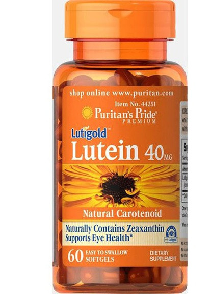 Puritan's Pride Lutein 40 mg with Zeaxanthin 60 Softgels Puritans Pride (256719907)