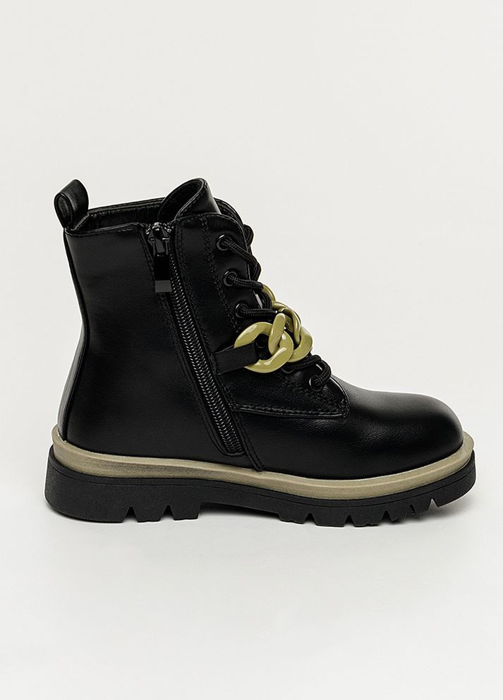 Черные осенние ботинки для девочки цвет черный цб-00228590 Kimboo