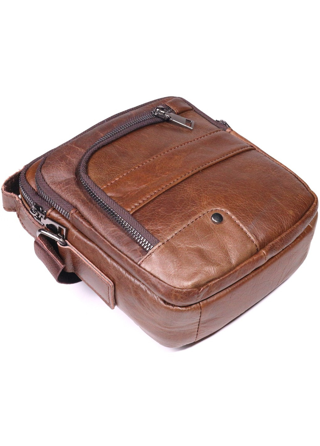 Зручна чоловіча сумка через плече з натуральної шкіри 21480 Світло-коричневий Vintage (258286208)