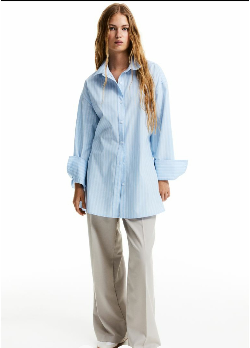 Жіноча сорочка з відкритою спиною Н&М (56114) XS Блакитна H&M (261762938)