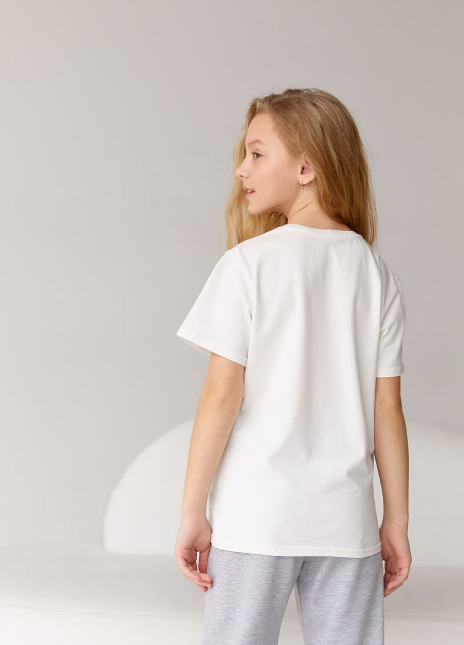 Біла базова дитяча однотонна футболка білого кольору 420873 New Trend