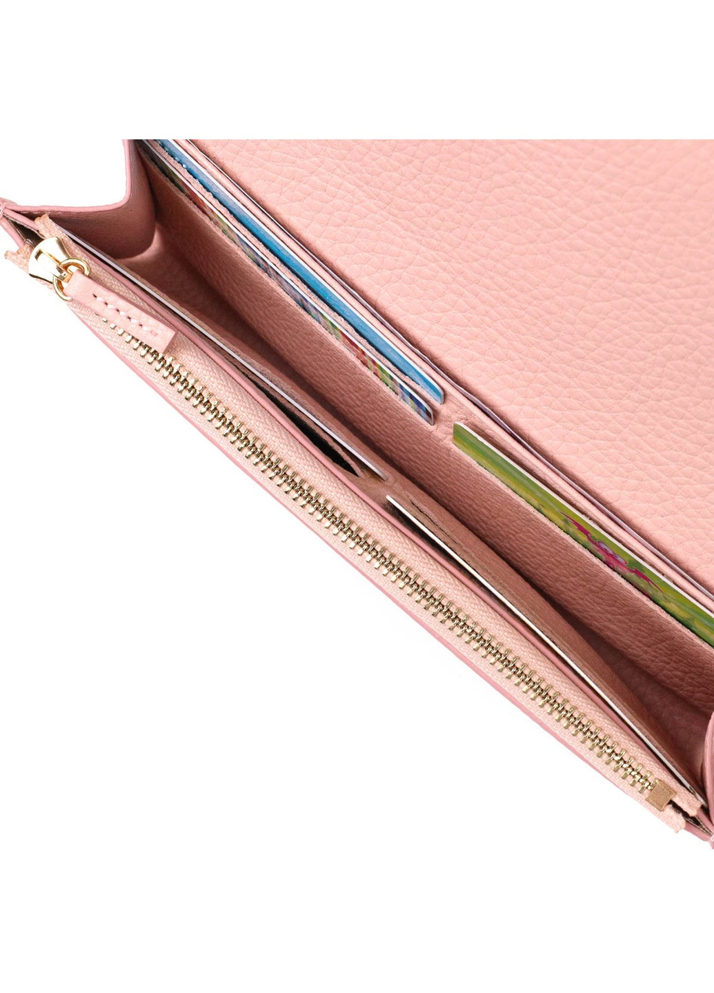 Оригінальний жіночий гаманець з монетницею на блискавці з натуральної шкіри 21963 Пудровий Tony Bellucci (262158042)