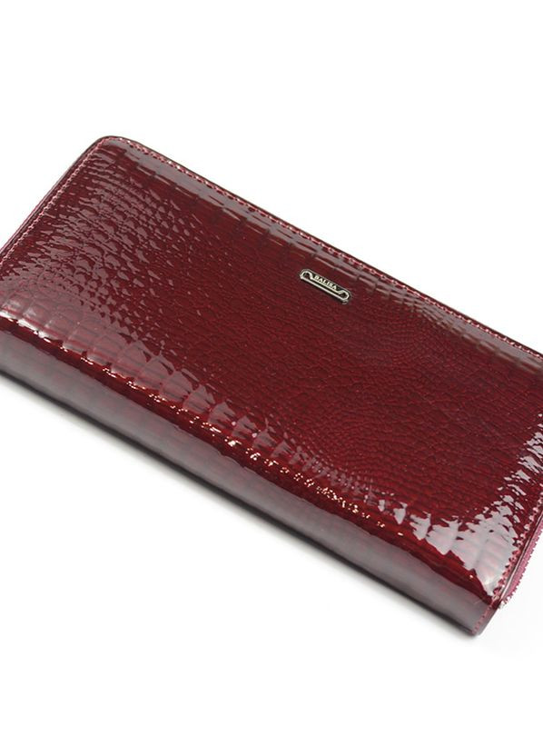 Бордовий жіночий лаковий шкіряний класичний гаманець на блискавці під шкіру крокодила Balisa (276002852)