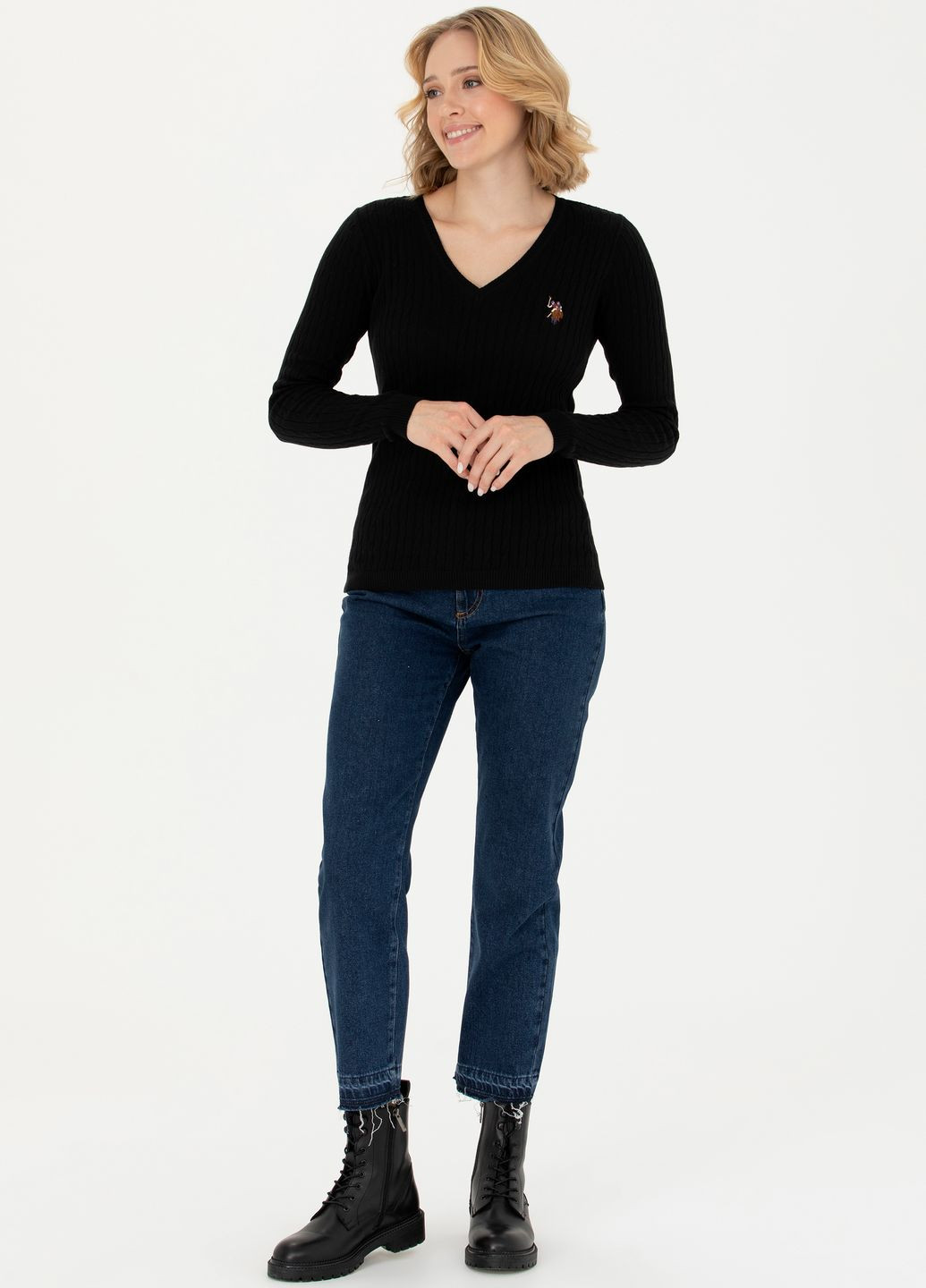 Черный свитер женский U.S. Polo Assn.