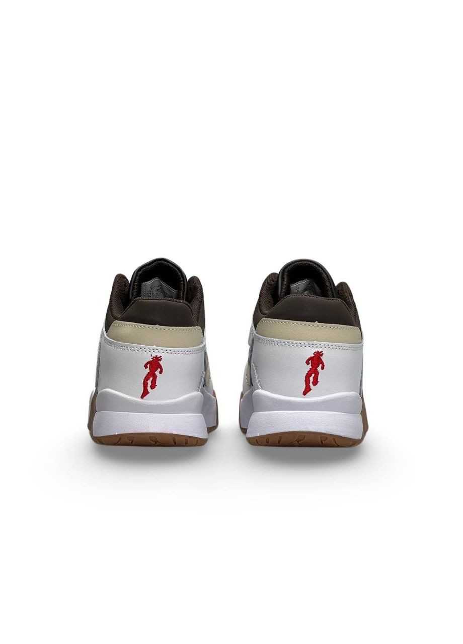 Цветные демисезонные кроссовки мужские, вьетнам Nike Air Jordan x Travis Scott “Cut The Check” White Brown Gum