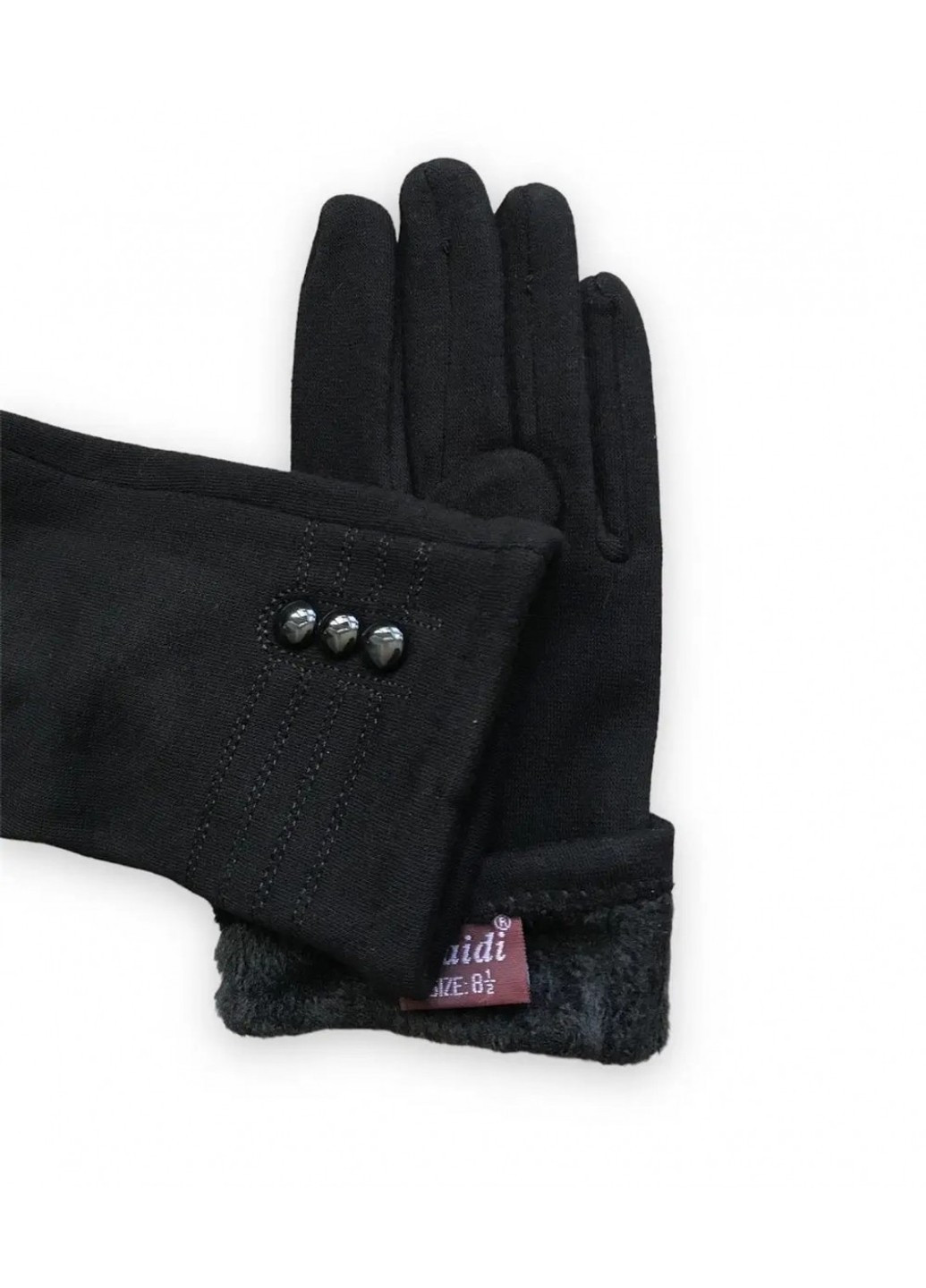 Женские стрейчевые перчатки чёрные 8710s3 L BR-S (261771221)
