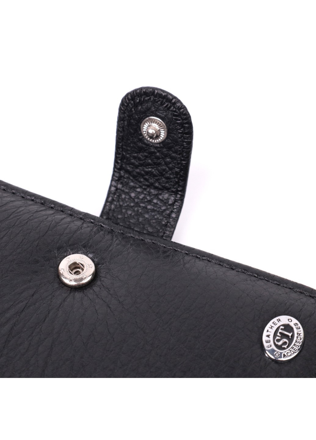 Практичний чоловічий гаманець із блоком під документи з натуральної шкіри 22478 Чорний st leather (277980399)