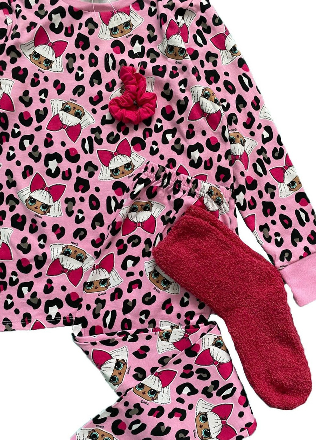 Рожева бавовняна піжама з шкарпетками George