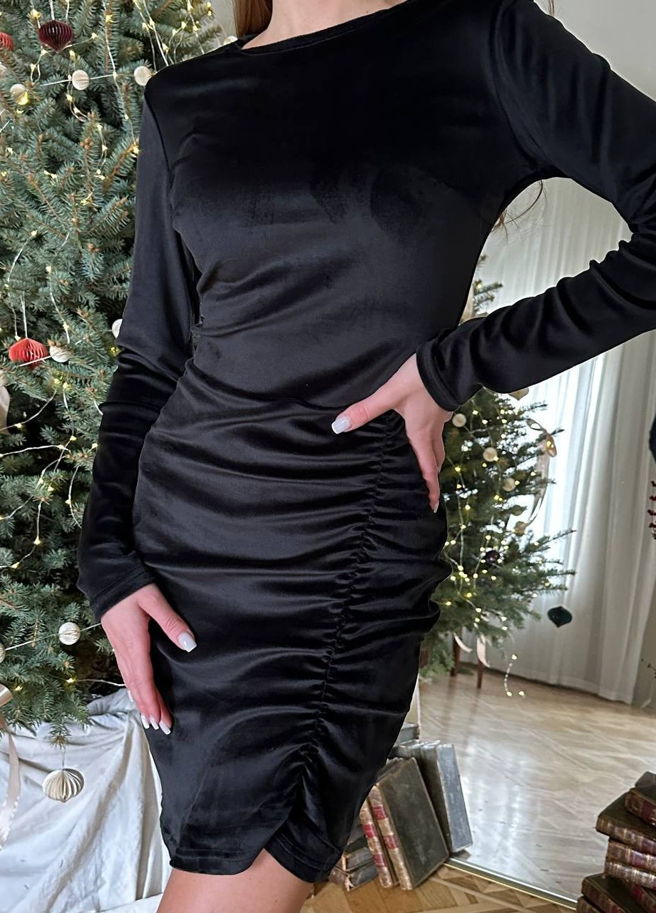 Черное праздничный, коктейльное, вечернее роскошное бархатное платье Vakko однотонное