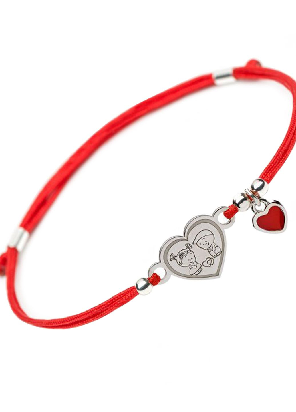 Серебряный браслет Красный для мам Мальчик и Девочка в сердце регулируется Family Tree Jewelry Line (266267244)