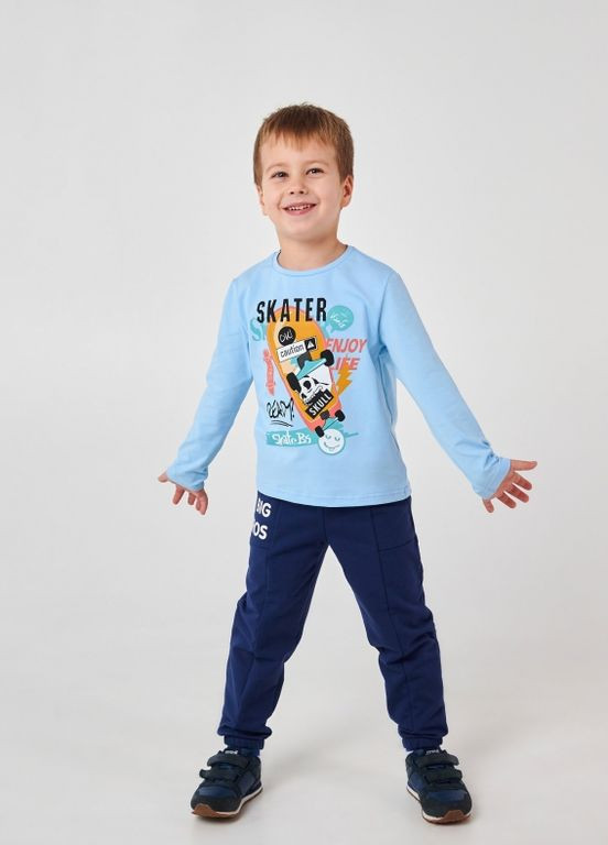 Голубая детский лонгслив | 95% хлопок | демисезон | 92, 98, 104, 110, 116 | комфортно и стильно голубой Smil