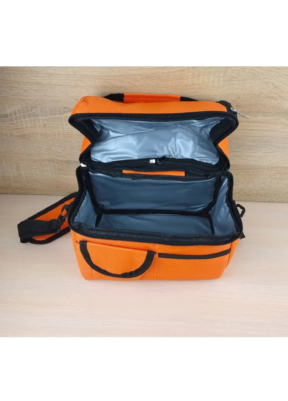 Термосумка термоизоляционная сумка компактная вместительная на молнии два термоотдела 25х24х16 см (475105-Prob) Оранжевая Unbranded (262083045)