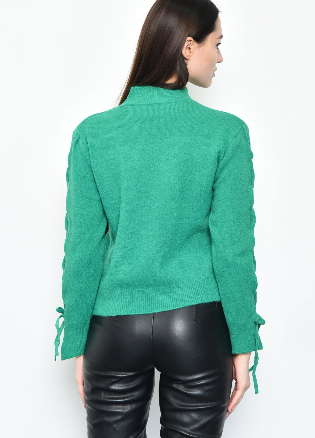 Зеленый зимний свитер женский ангора зеленого цвета пуловер Let's Shop