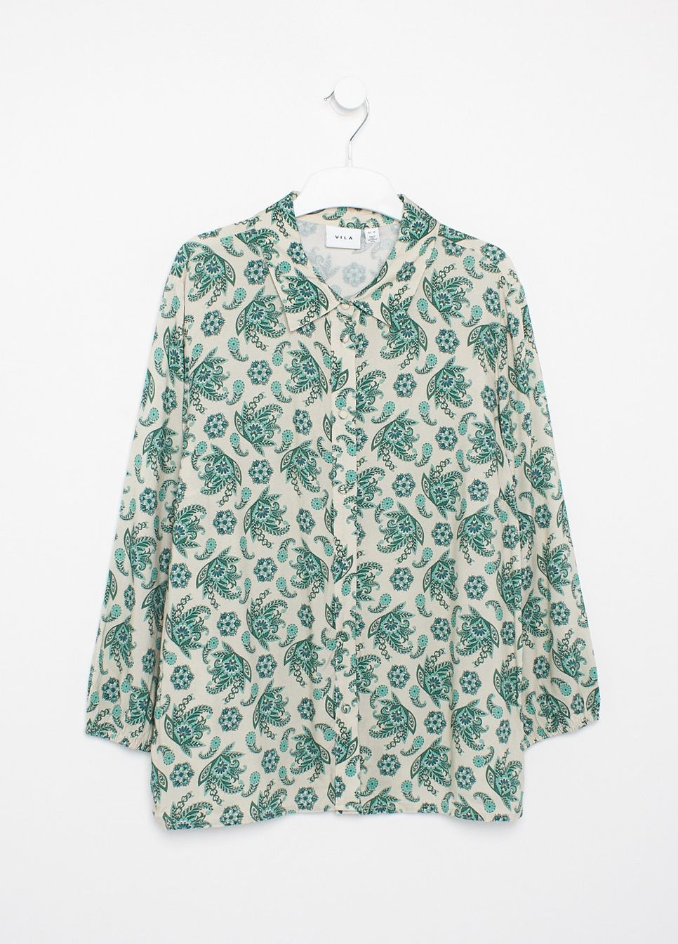 Комбінована блуза демісезон,світло-бежевий-зелений, Vila Clothes