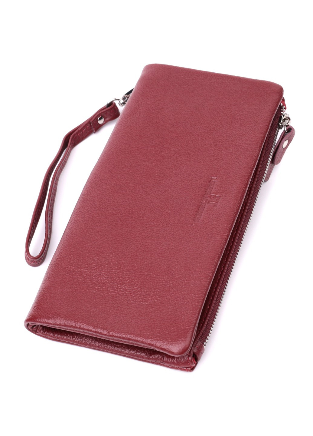 Добротный женский кошелек-клатч с двумя молниями из натуральной кожи 22528 Бордовый st leather (277980433)