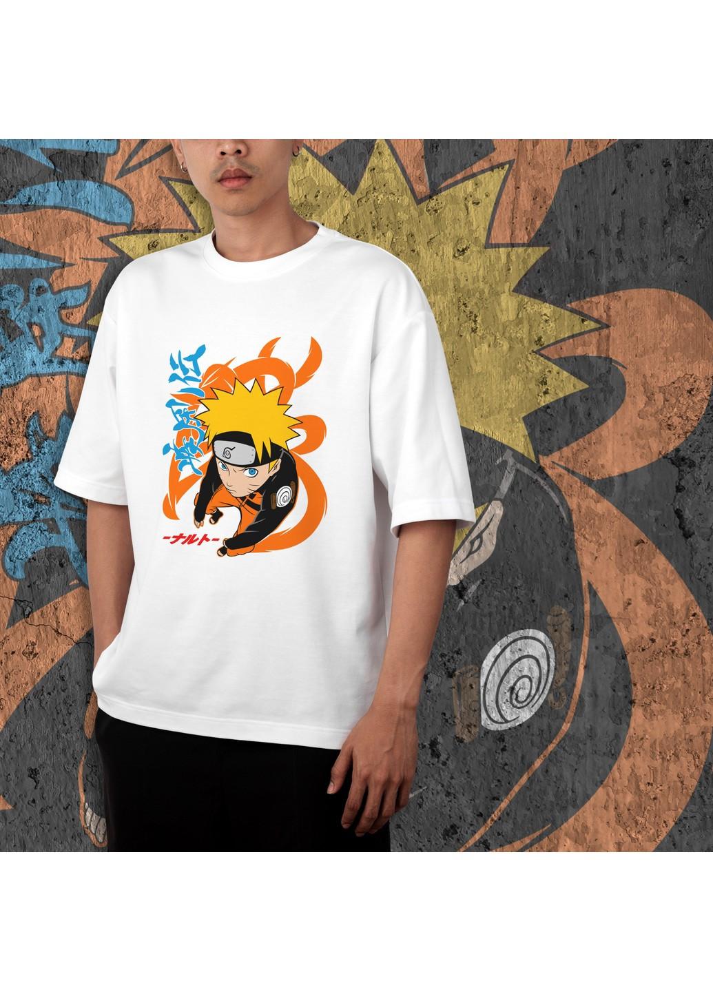 Белая футболка c принтом наруто - девятихвостый we No Brand