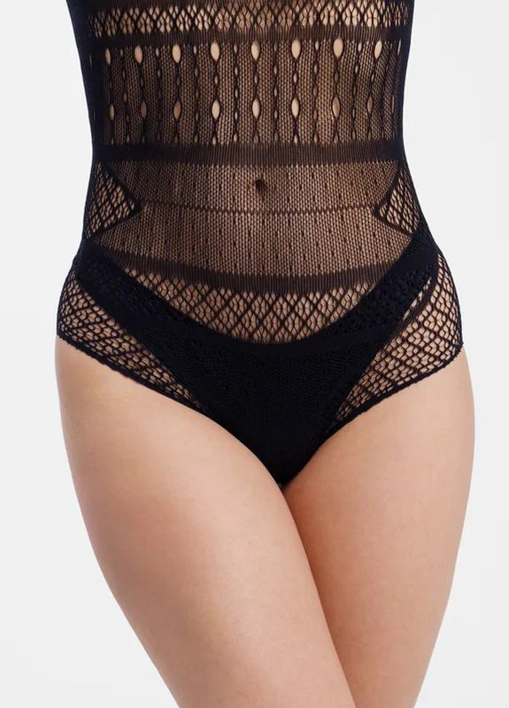 Еротичний напівпрозорий боді в дрібну сітку з довгим рукавом сексуальний комплект з візерунками one size Cindylove (278017503)