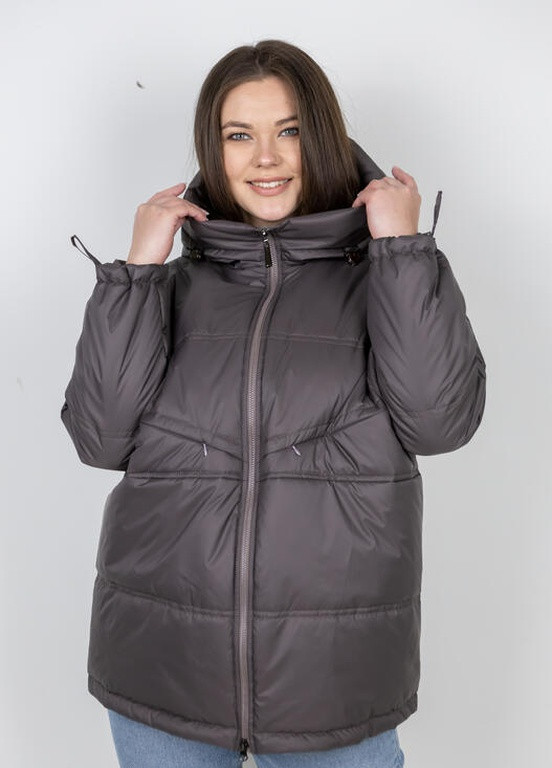 Темно-коричневая демисезонная модная женская демисезонная куртка DIMODA Демісезонна жіноча куртка від українського виробника