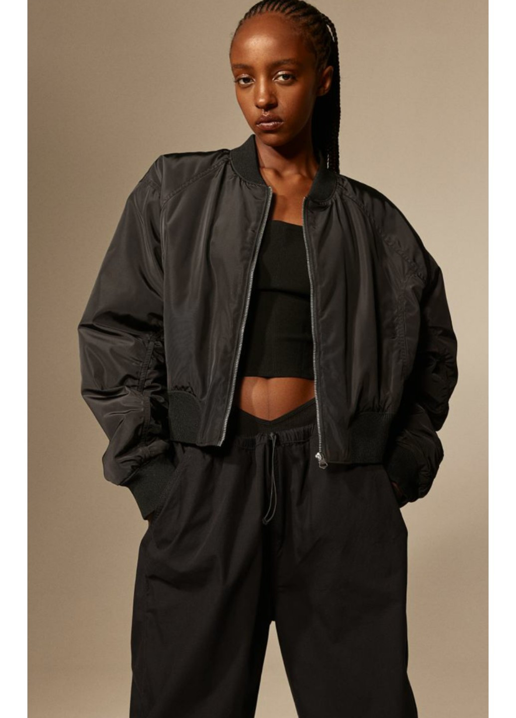 Чорна демісезонна жіноча куртка бомбер н&м (56059) xxs чорна H&M
