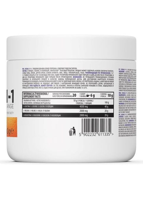BCAA 2-1-1 200 g /20 servings/ Orange Ostrovit (268464471)