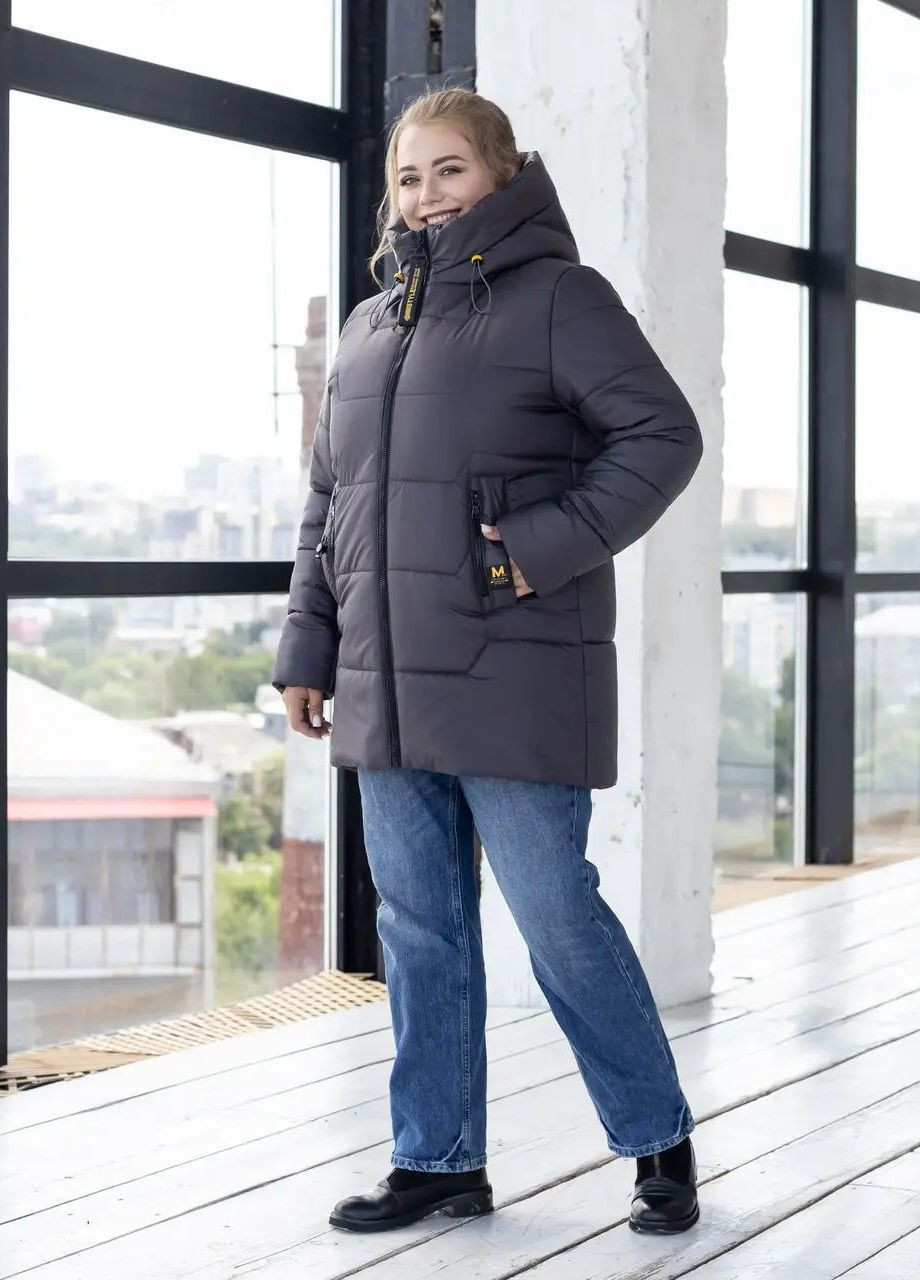 Графитовая зимняя женская зимняя куртка большого размера SK
