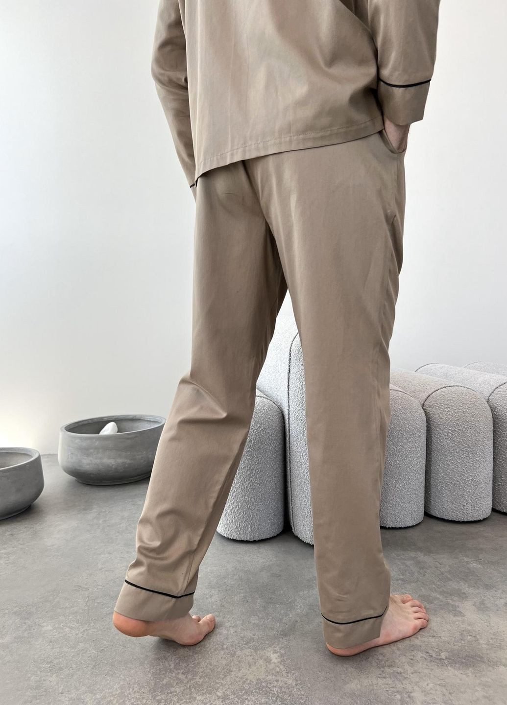 Пижама мужская из сатин (штаны+рубашка), Iced Coffee Cosy (262453945)