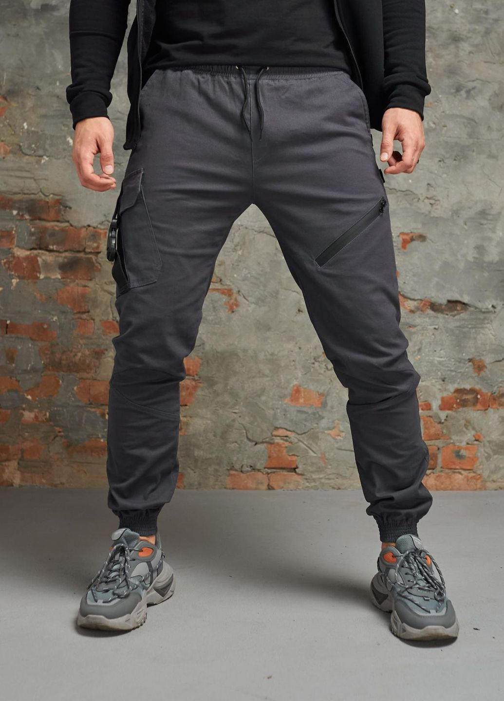Темно-серые демисезонные брюки No Brand