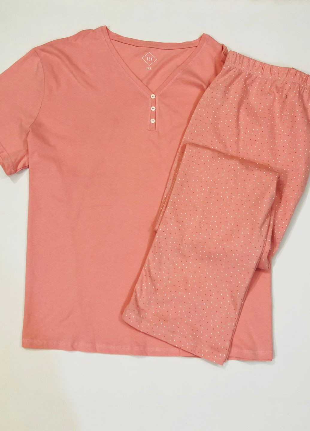 Розовая всесезон женская пижама из хлопка футболка + брюки Tex