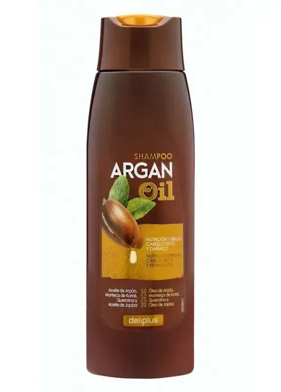 Шампунь для волос " питание и блеск" с аргановым маслом, кератином и маслами ши и жожоба 400 мл Deliplus (260339667)