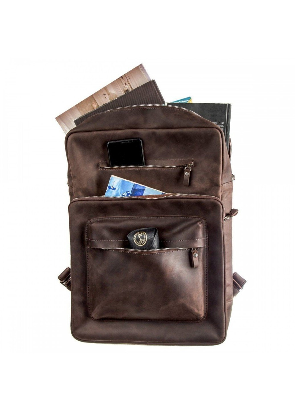 Мужской кожаный коричневый рюкзак 15307 Shvigel (262524157)