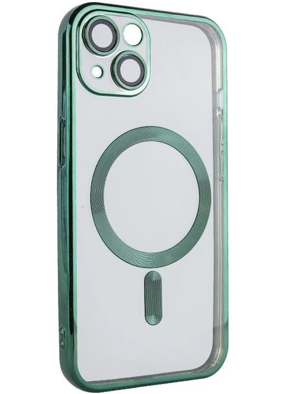 TPU хромовый чехол Chrome with Magnetic + защита камеры для Apple iPhone 15 (6.1") Green No Brand (278643217)