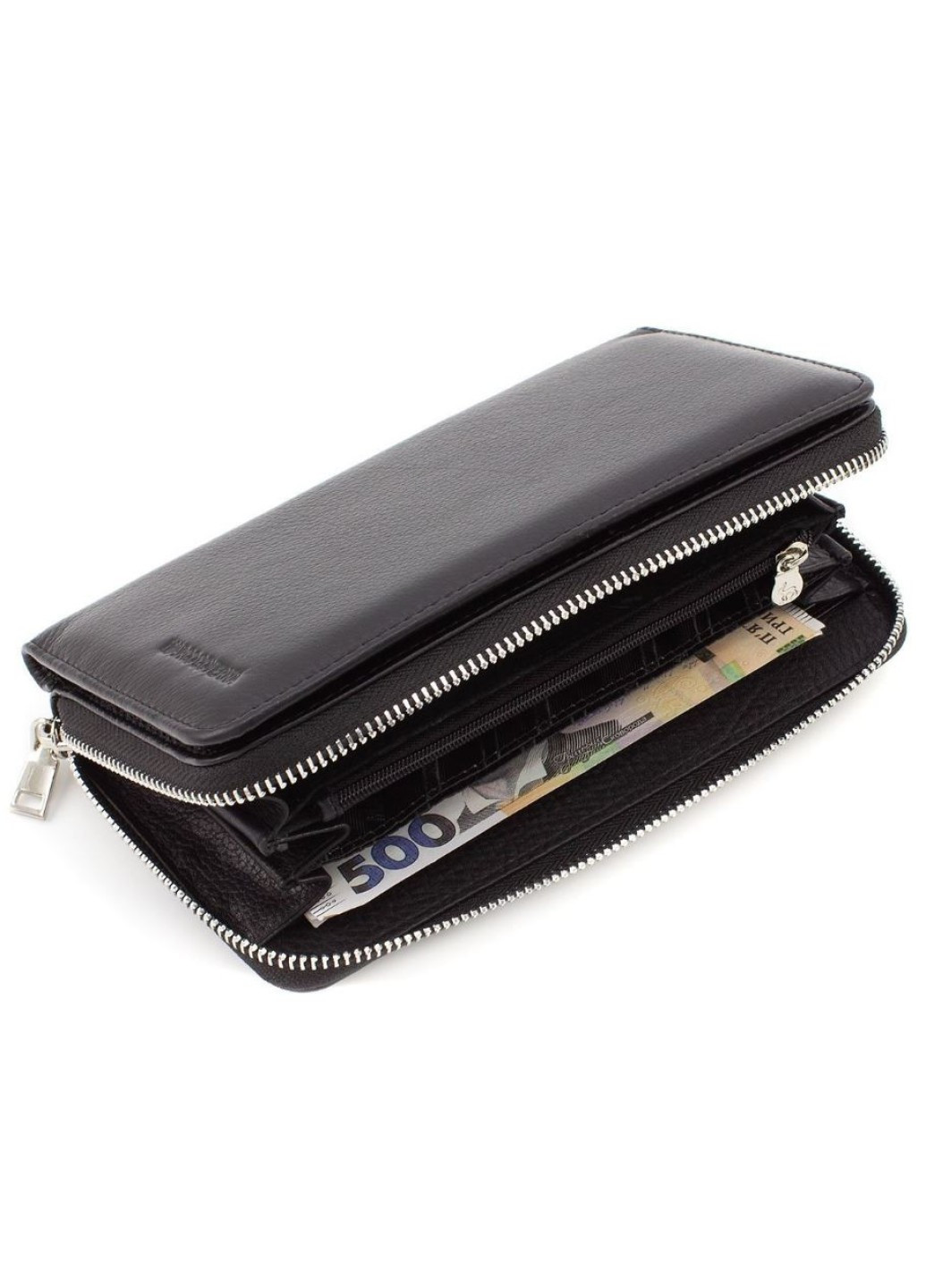 Кожаный мужской кошелек-клатч на молнии с блоком под карточки 19,5х11 3051-1 (18123) черный Marco Coverna (259752502)