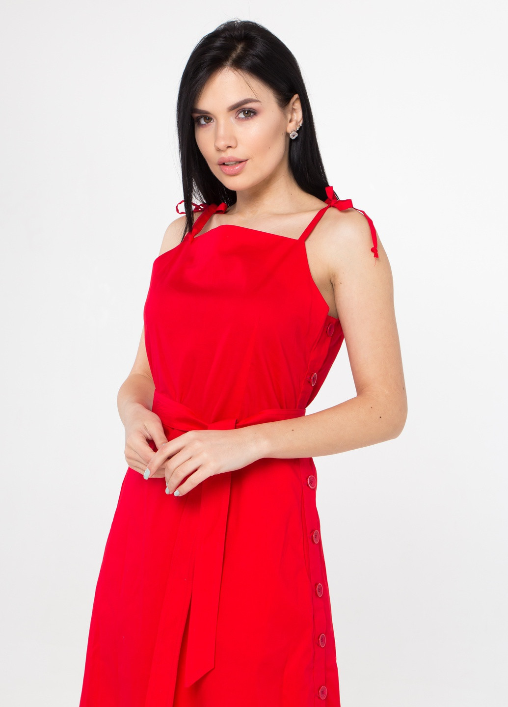 Красное повседневный женское платье-сарафан летнее SK