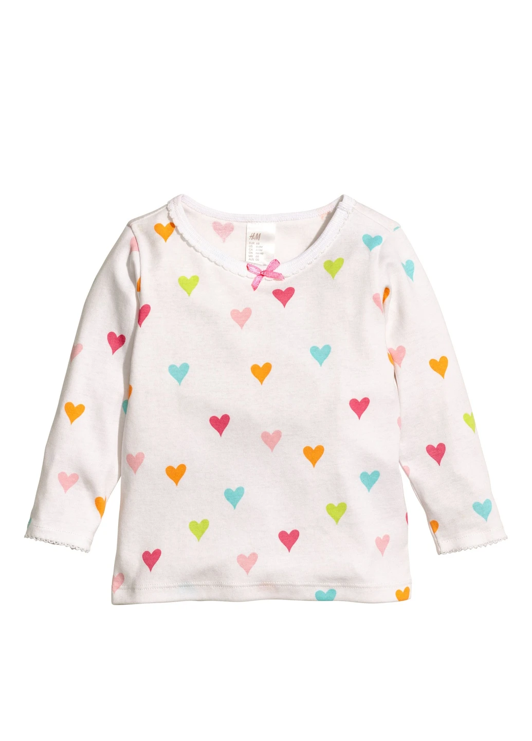 Лонгслів,білий в кольорові візерунки, H&M (257523195)